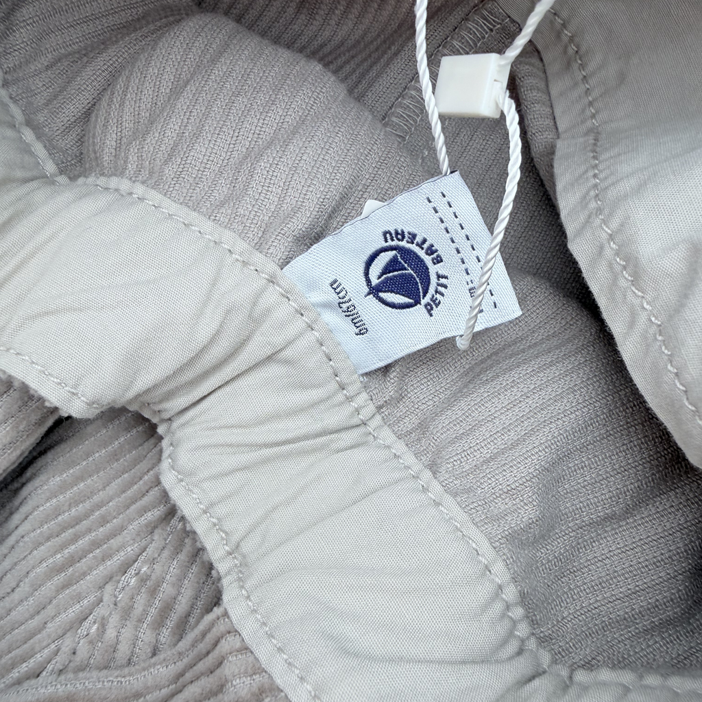 Salopette bébé beige en velours côtelé — 6 mois