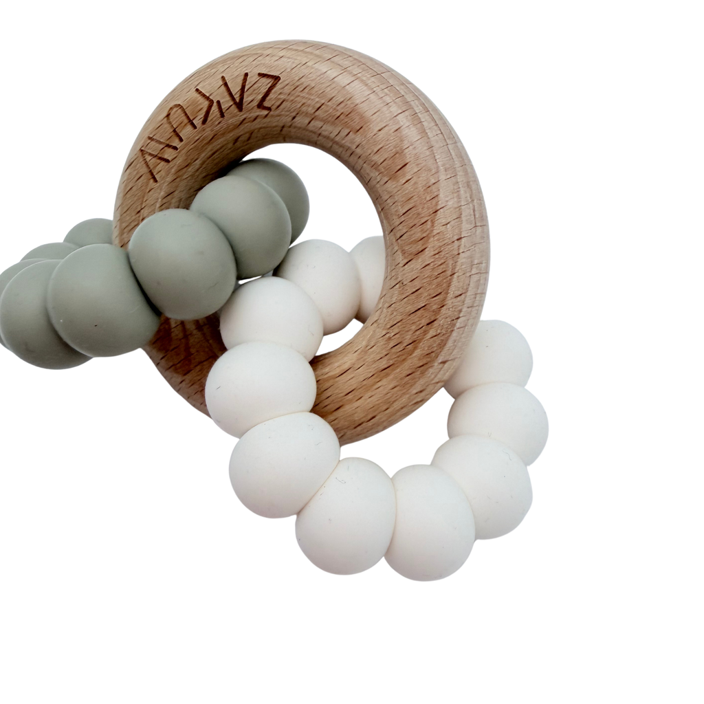 Anneau de dentition bébé beige et vert