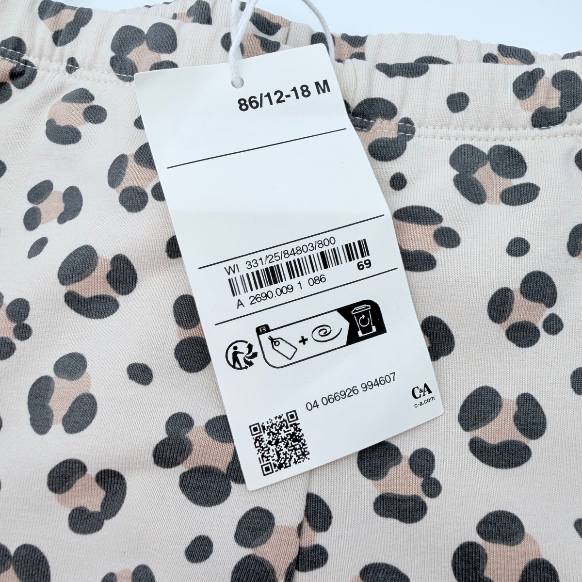 Lot de 2 leggings rouge et imprimé léopard - 12-18 mois