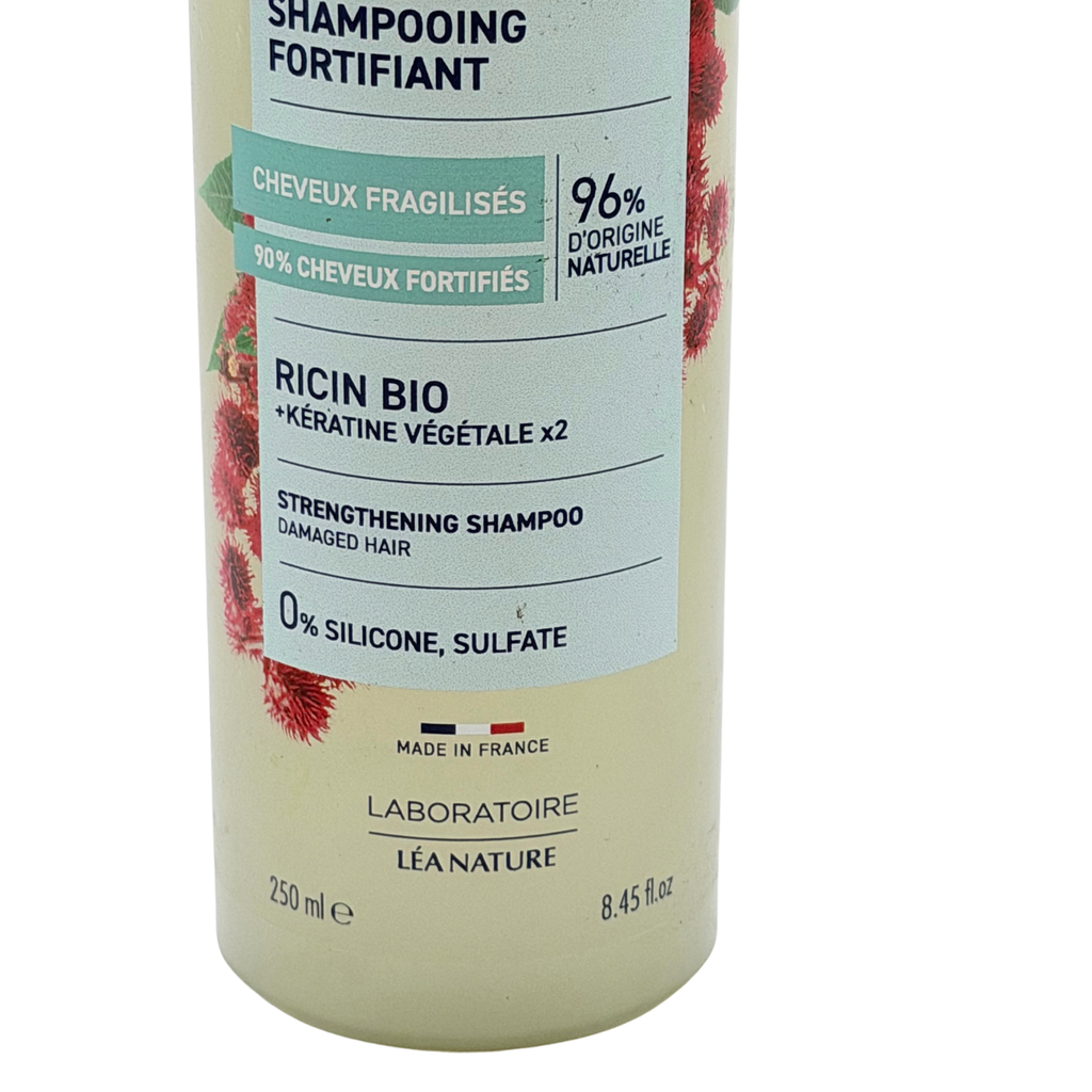 Shampooing fortifiant cheveux fragilisés au ricin bio – 250 ml