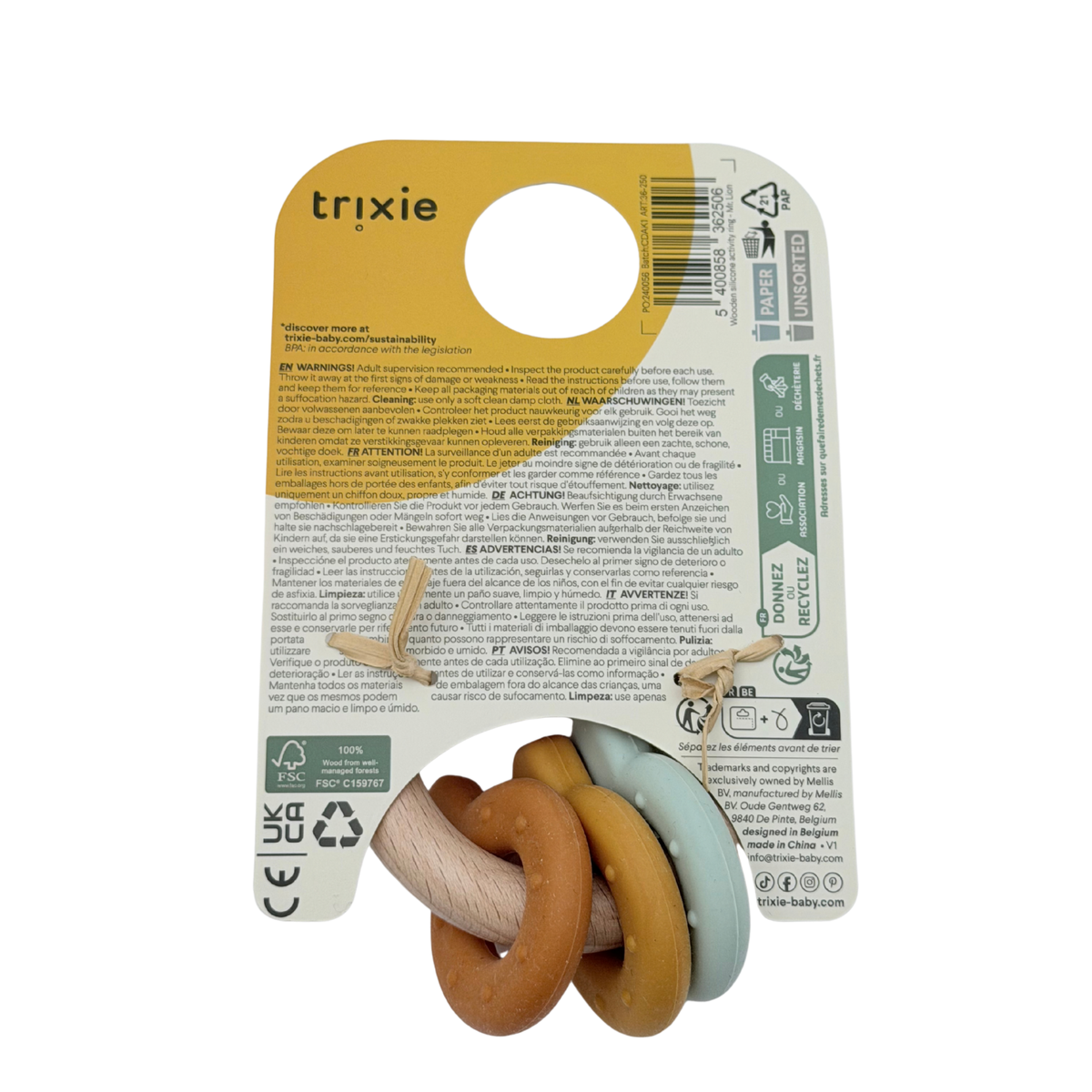 Anneau d’activités en bois avec lion
