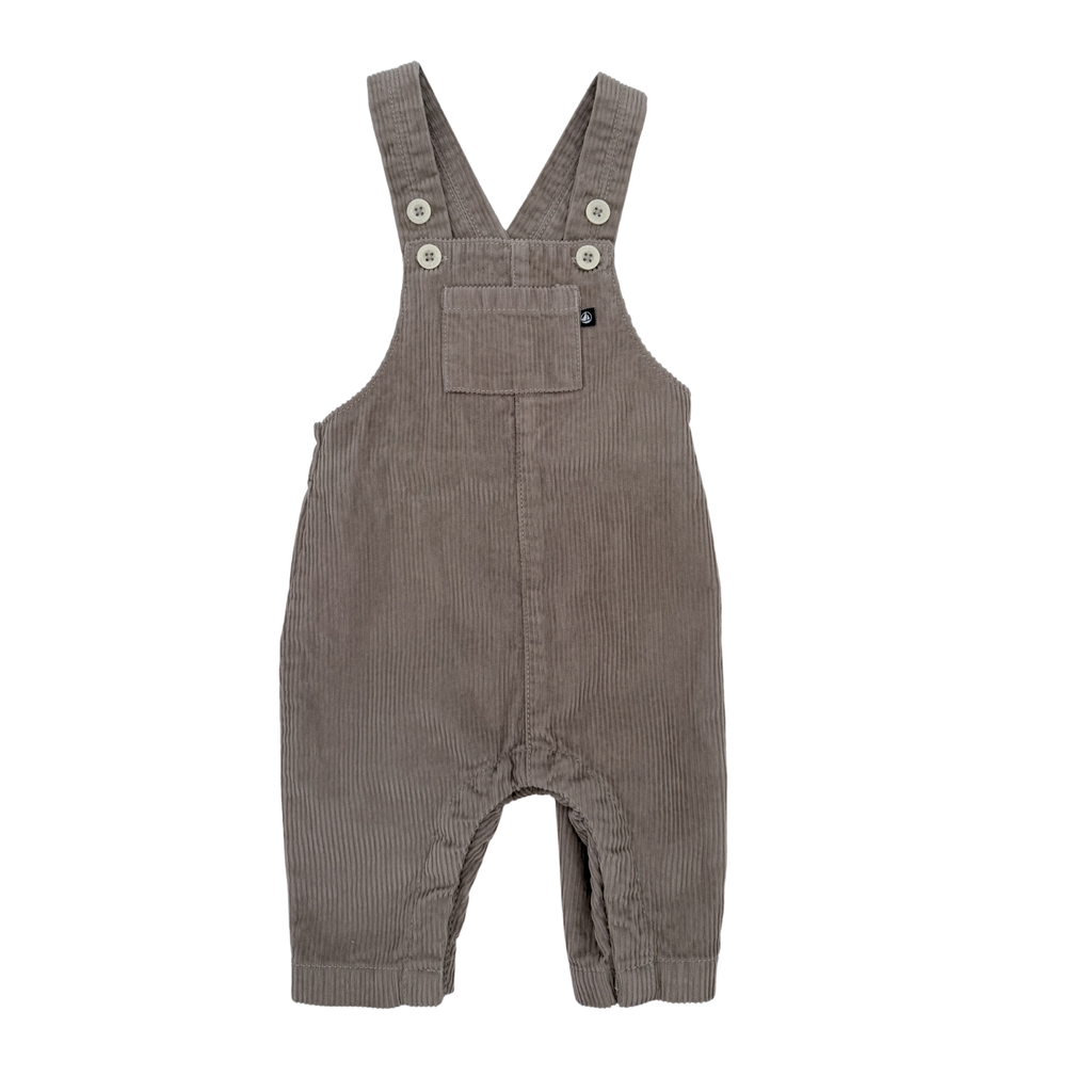 Salopette bébé beige en velours côtelé — 6 mois