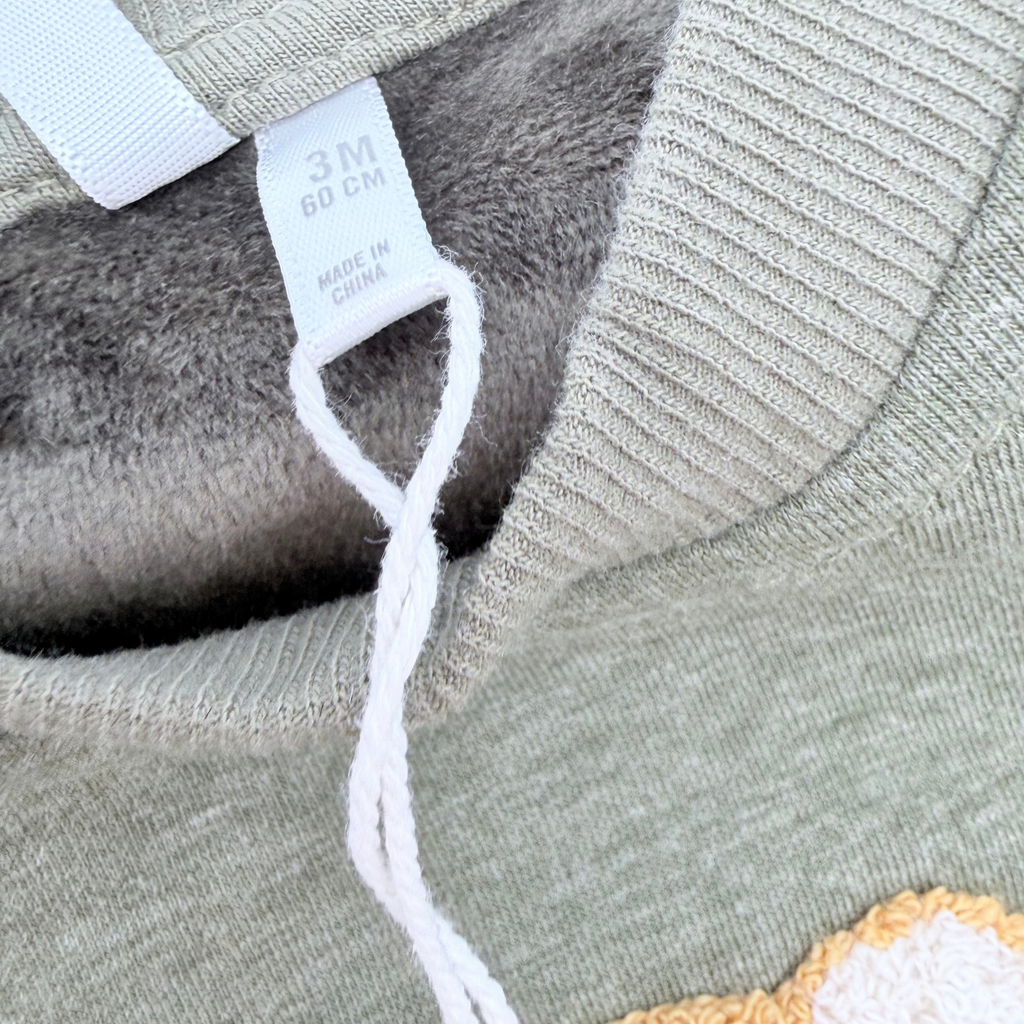 Sweat bébé vert avec broderie ours - 3 mois