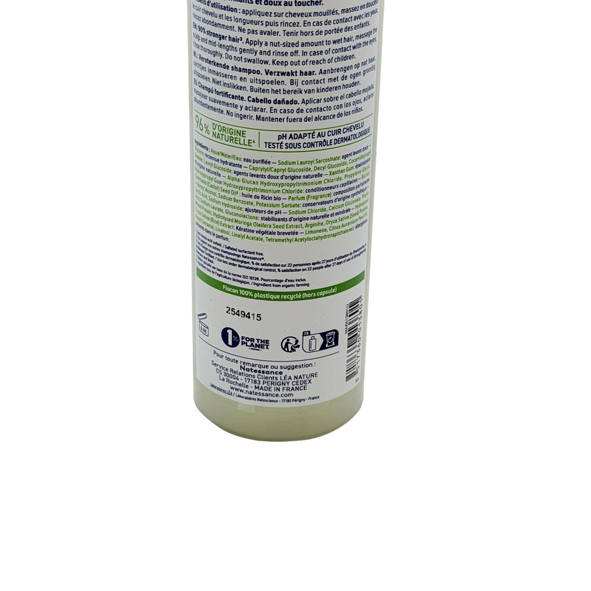 Shampooing fortifiant cheveux fragilisés au ricin bio – 250 ml