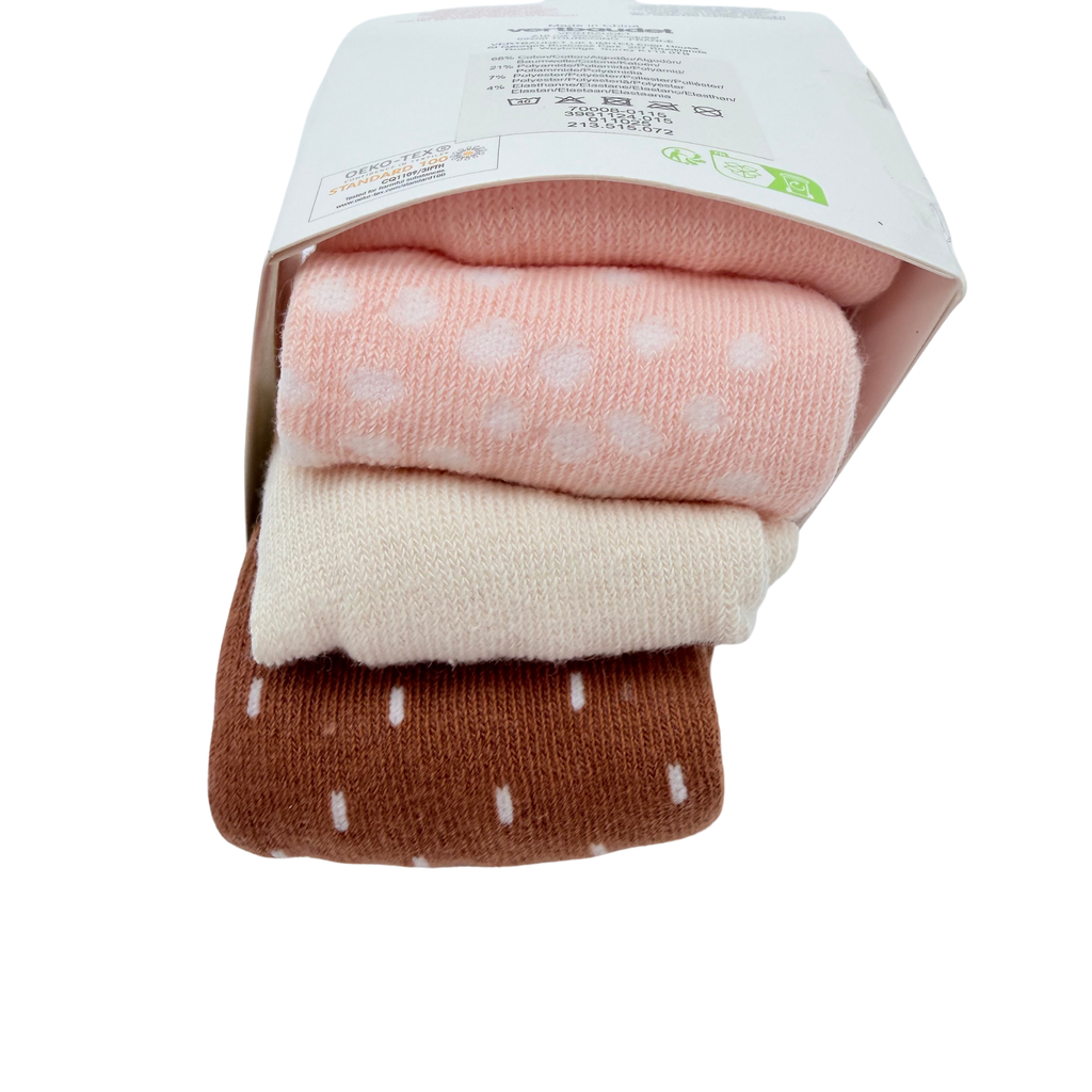 Lot de 2 collants bébé rose et marron/écru – 15-18