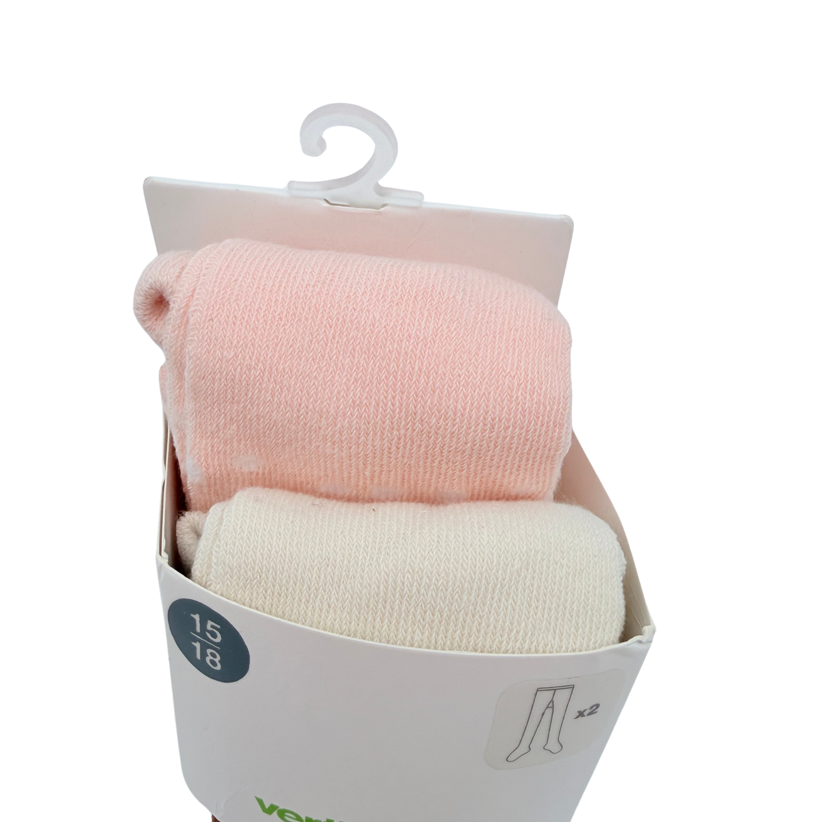 Lot de 2 collants bébé rose et marron/écru – 15-18