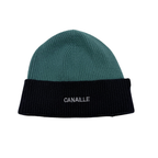 Bonnet adulte bicolore vert et bleu marine « Canaille »
