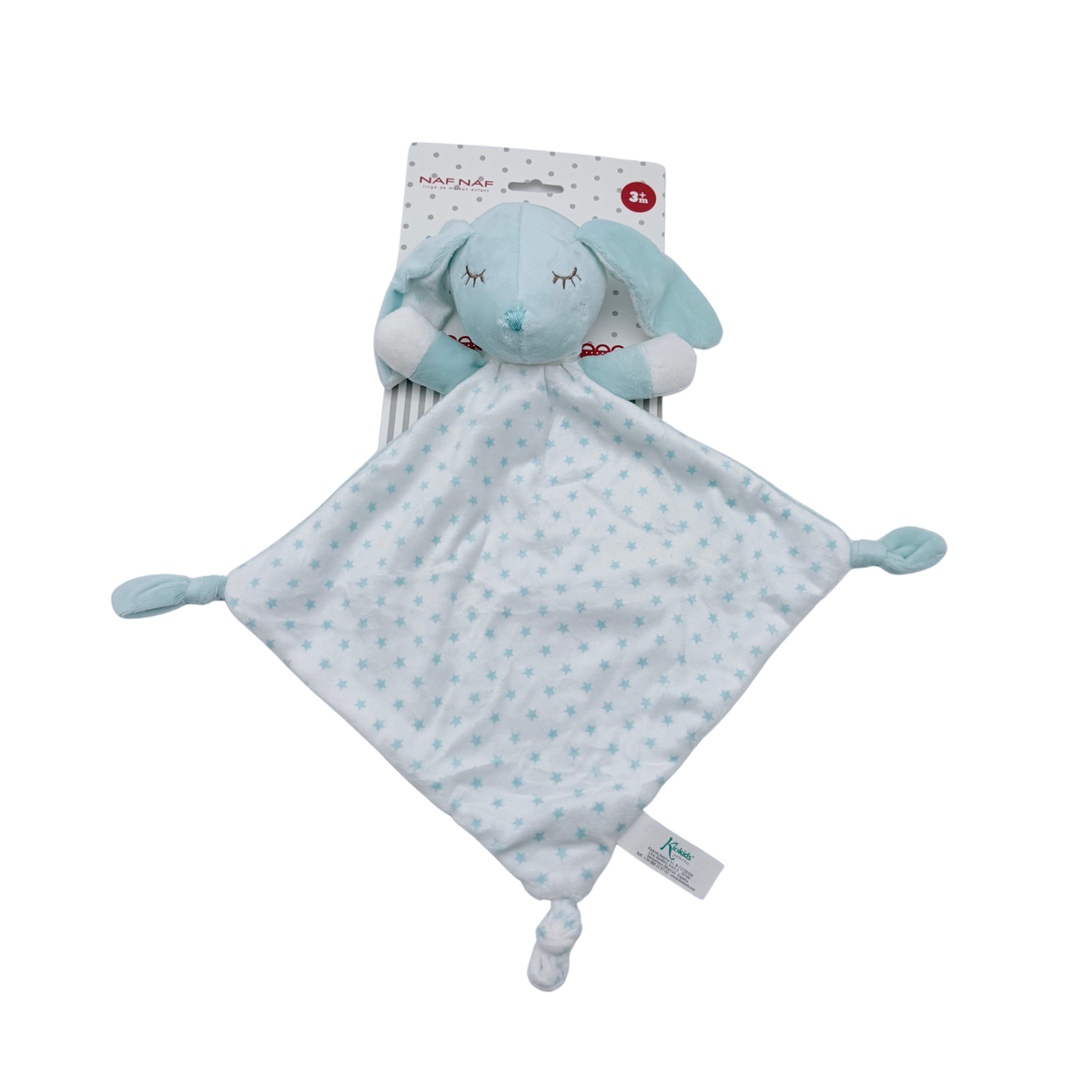 Doudou plat bébé lapin bleu à étoiles