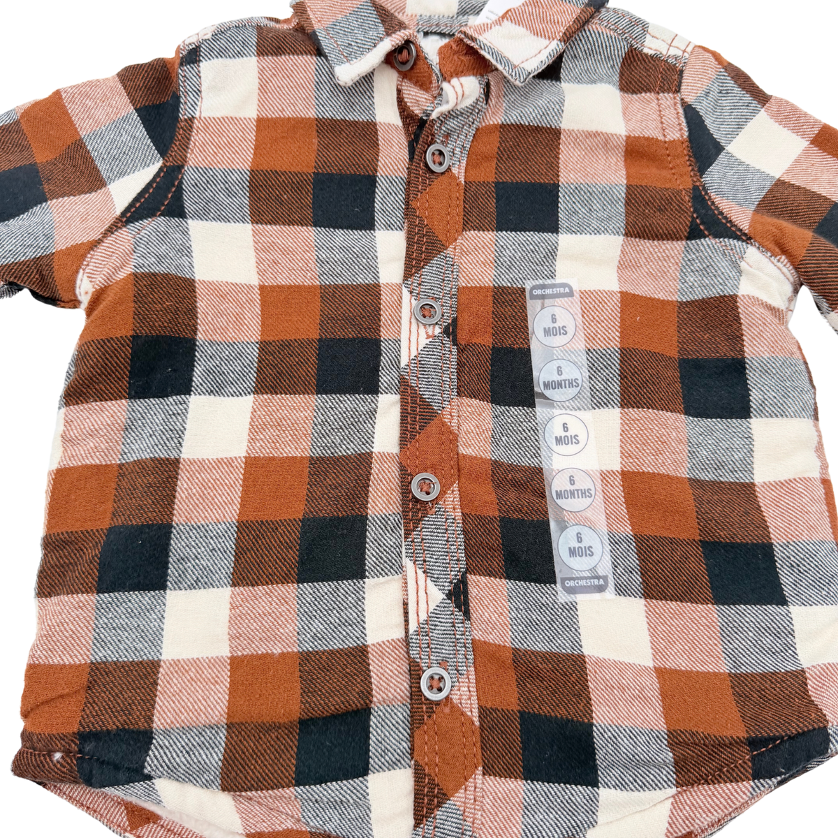 Surchemise bébé à carreaux en flanelle doublée - 6 mois