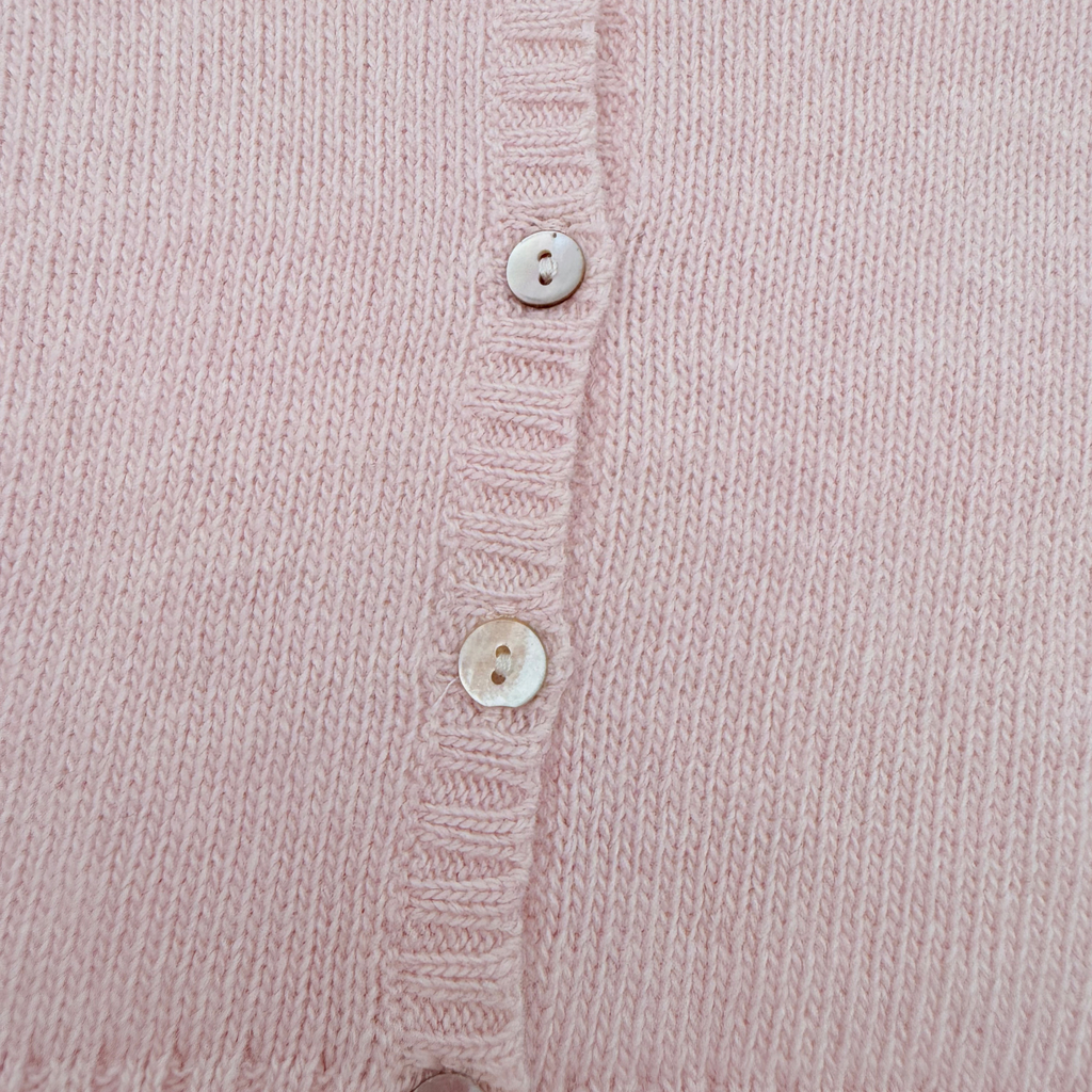 Gilet bébé rose pâle en maille avec col volanté - 6 mois