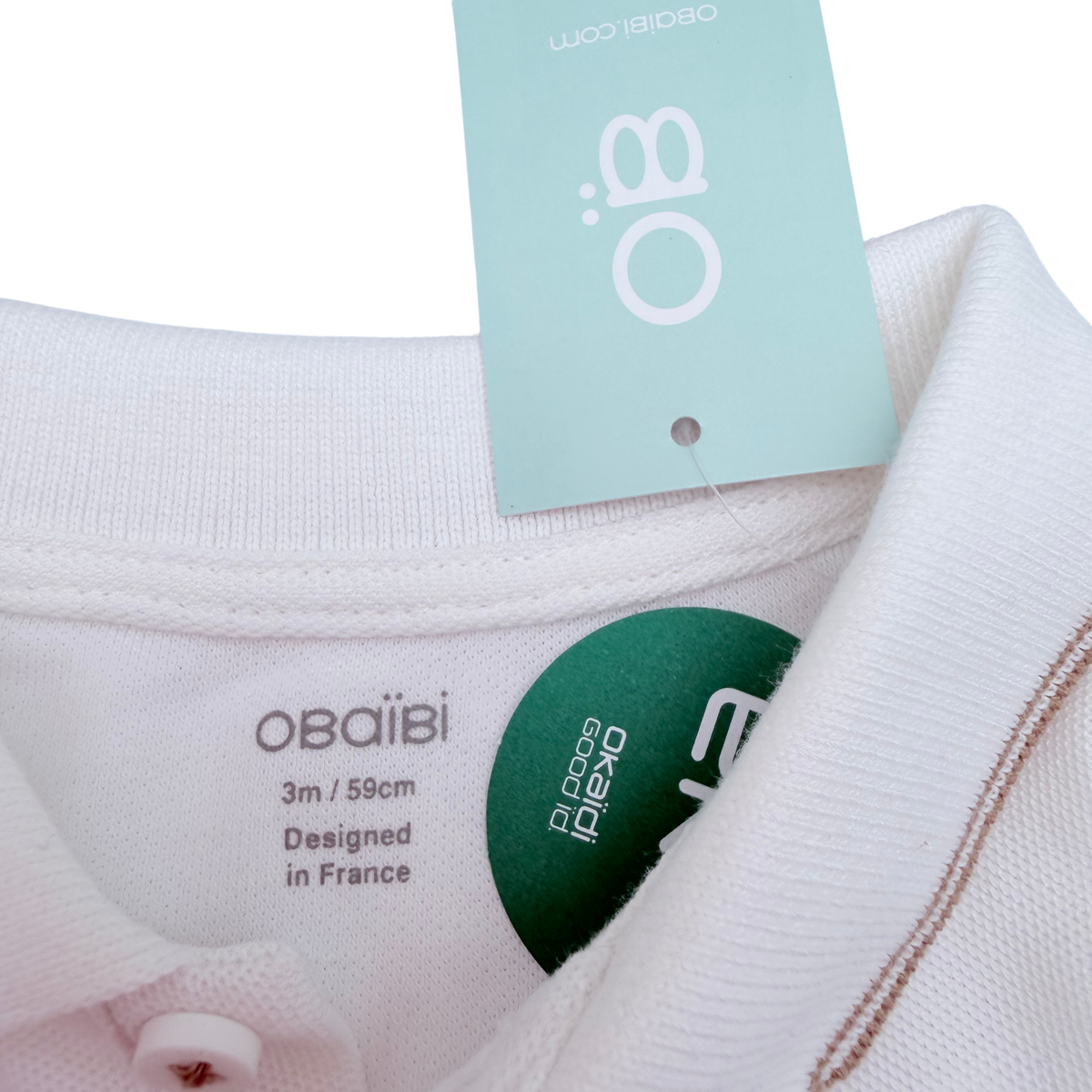 Ensemble bébé polo blanc et short marron - 3 mois
