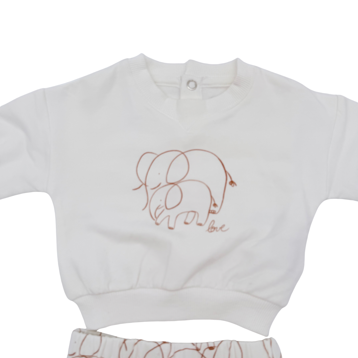 Ensemble bébé écru à motifs éléphants - 1 mois
