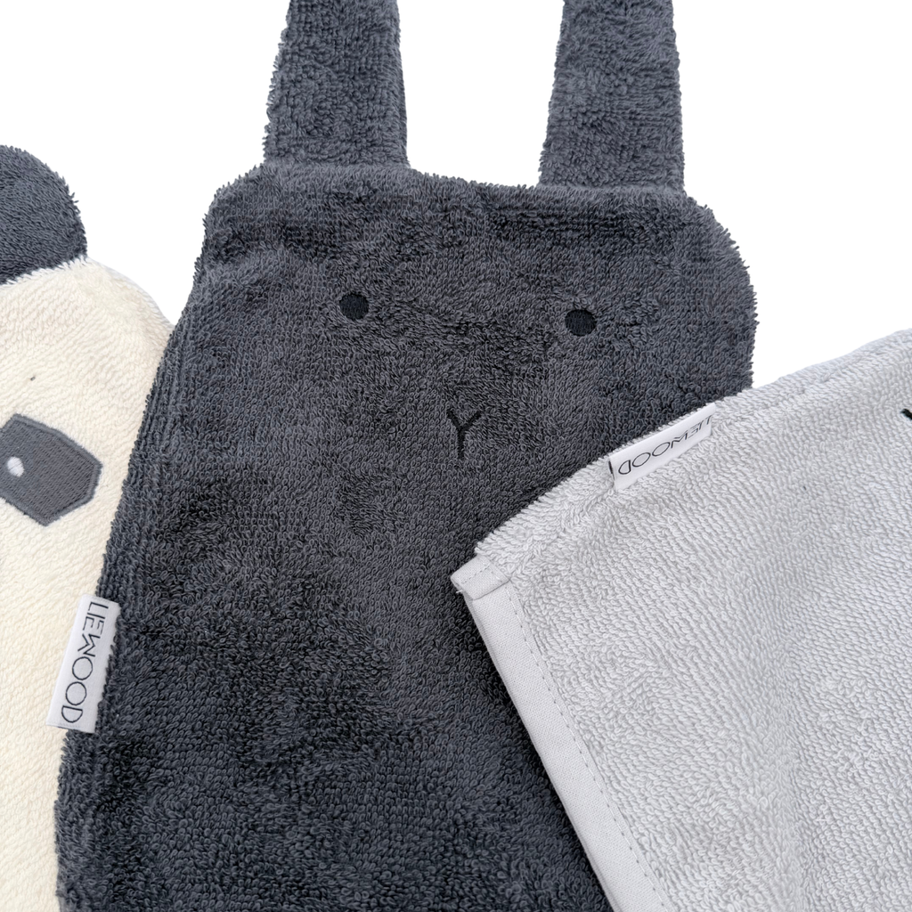 Lot de 3 gants de toilette animaux pour bébé