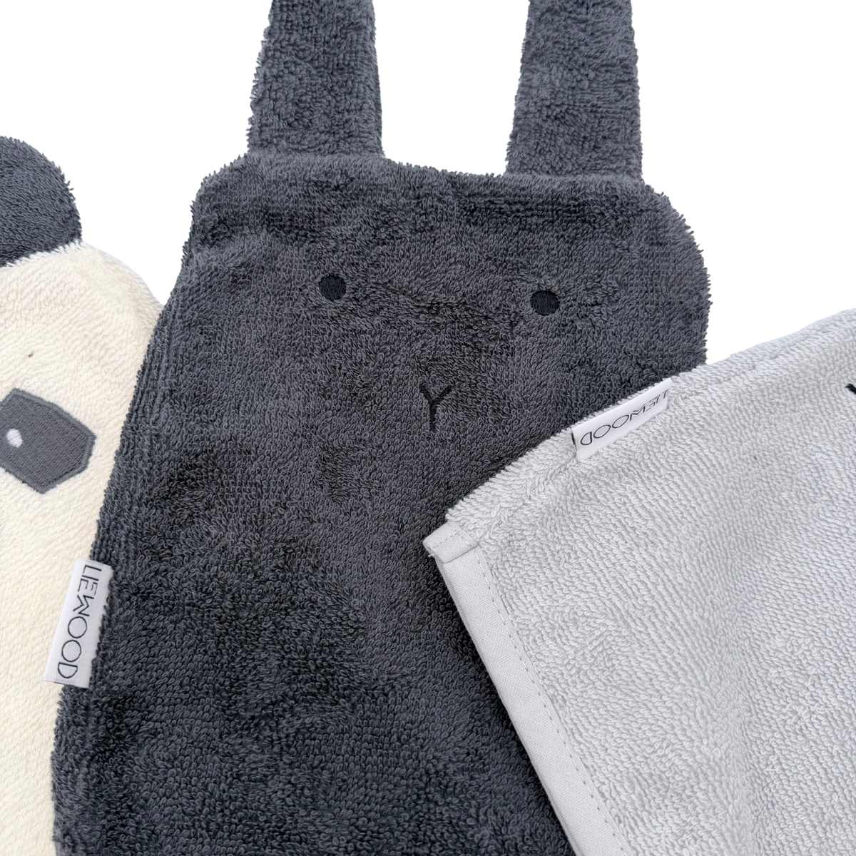 Lot de 3 gants de toilette animaux pour bébé
