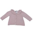 Gilet bébé rose pâle en maille avec col volanté - 6 mois