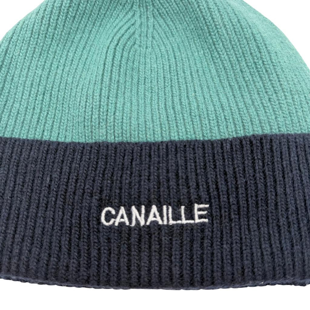 Bonnet adulte bicolore vert et bleu marine « Canaille »