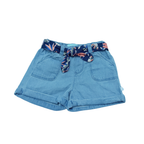 Short en jean bleu avec ceinture imprimée - 6 mois
