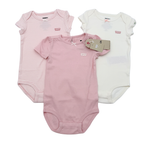 Lot de 3 bodies manches courtes rose - 9 mois