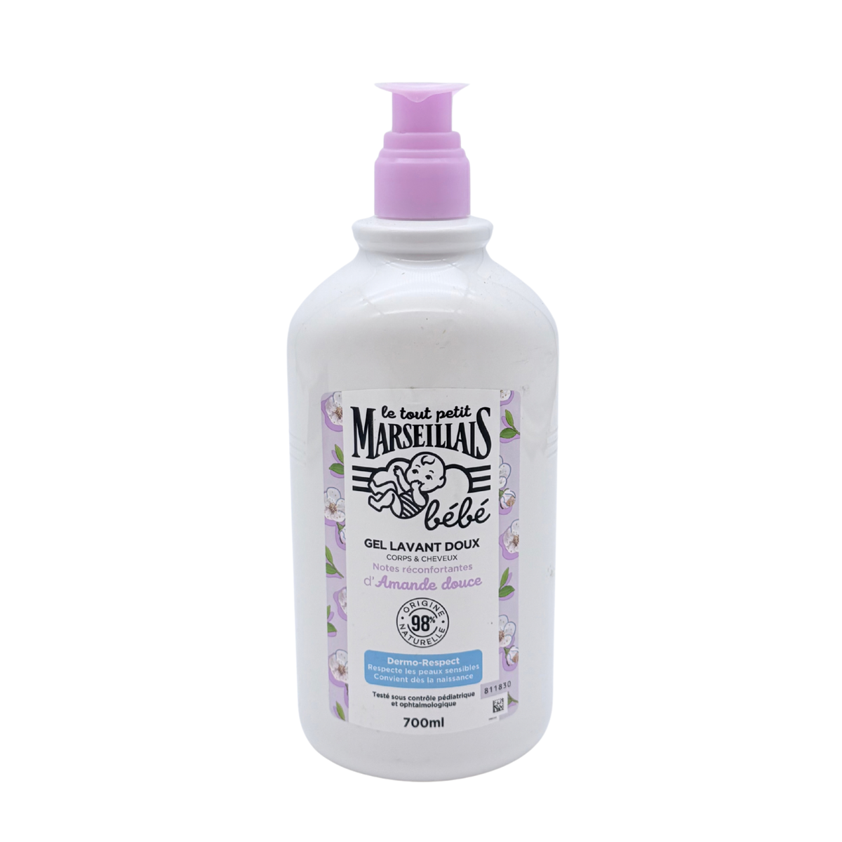 Gel lavant doux bébé corps et cheveux à l’amande douce – 700 ml