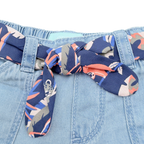 Short en jean bleu avec ceinture imprimée - 6 mois