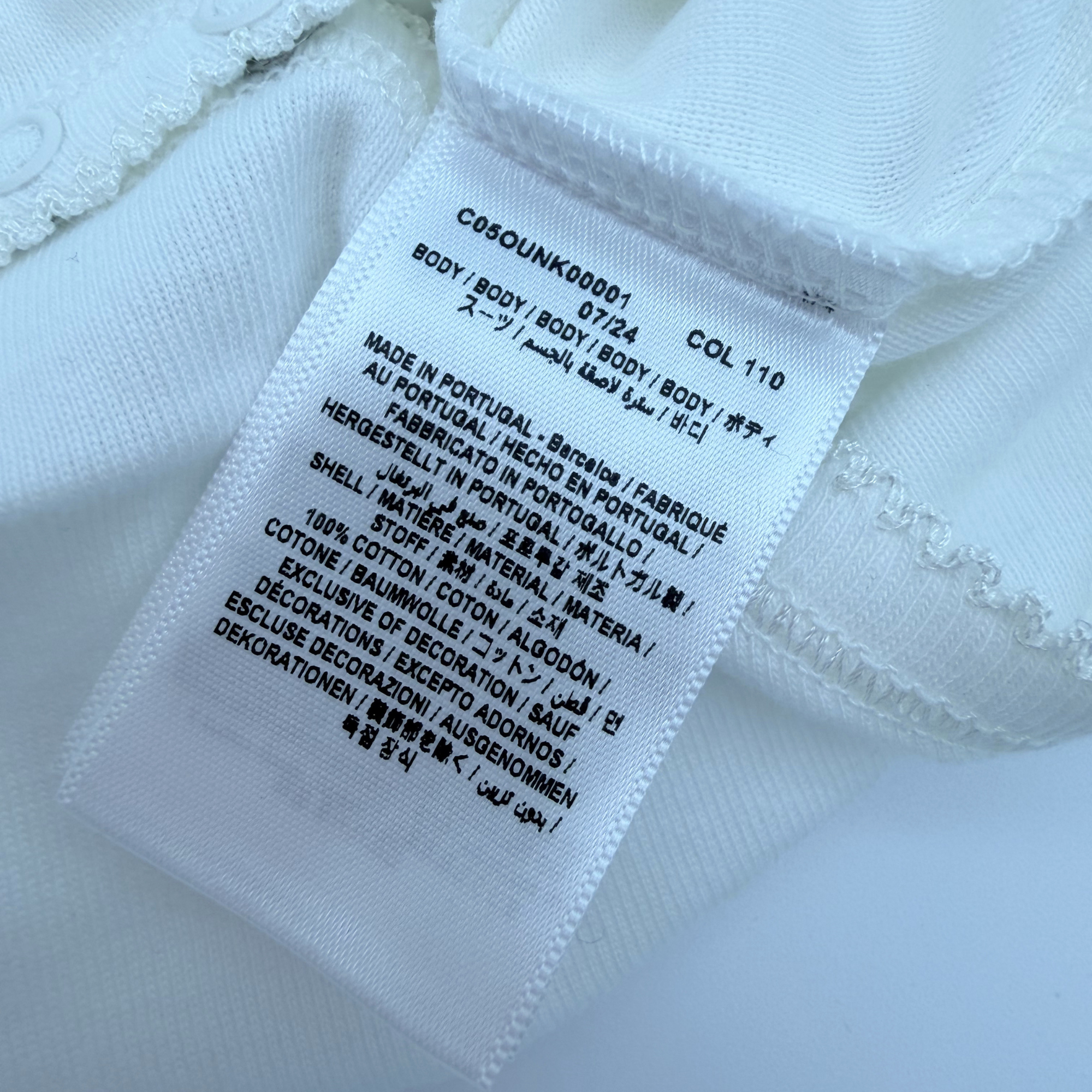 Body blanc à col brodé main — 18 mois