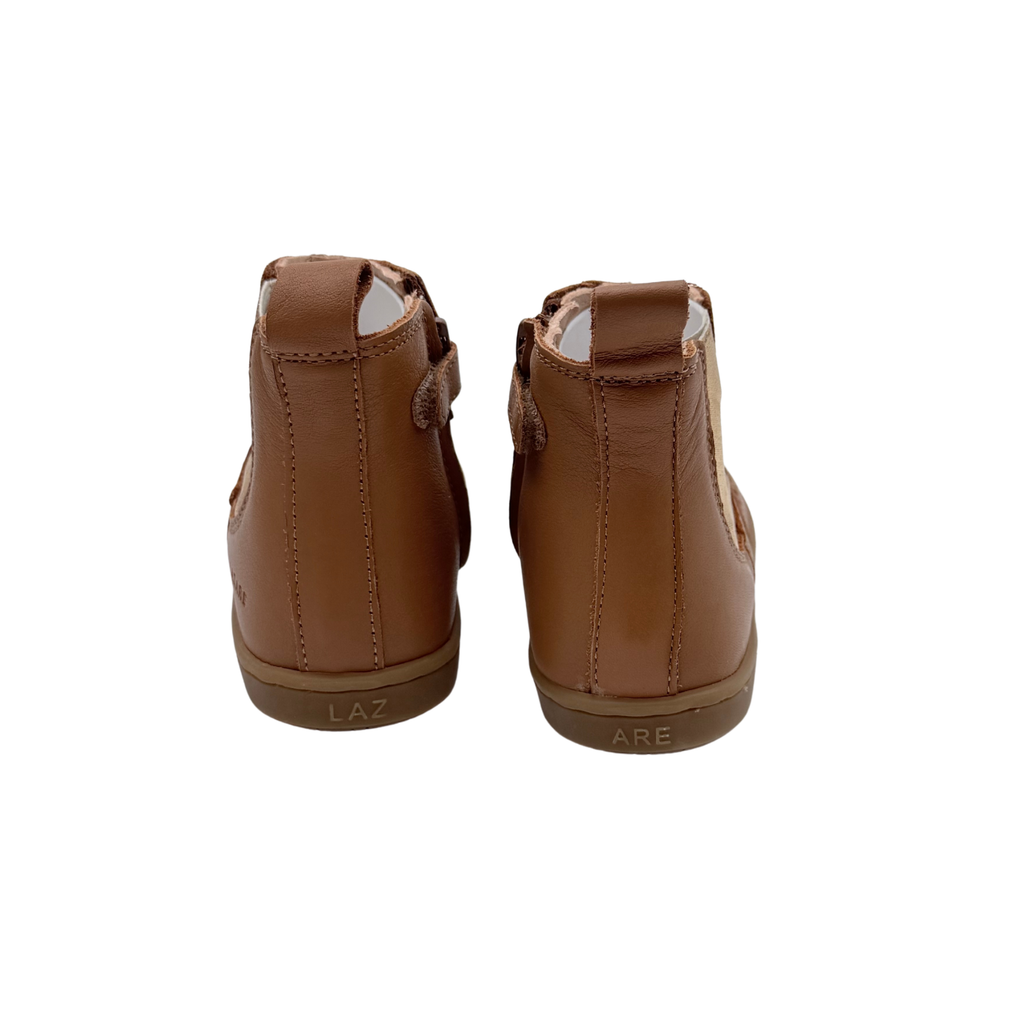 Bottines premiers pas en cuir marron doré - 25