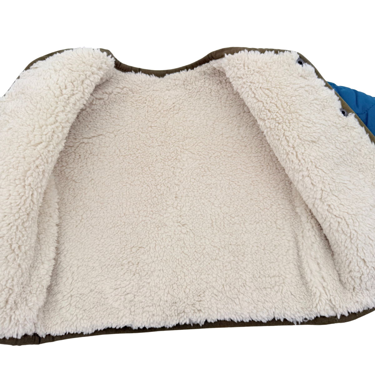 Veste réversible bébé écrue et bleu canard - 9 mois