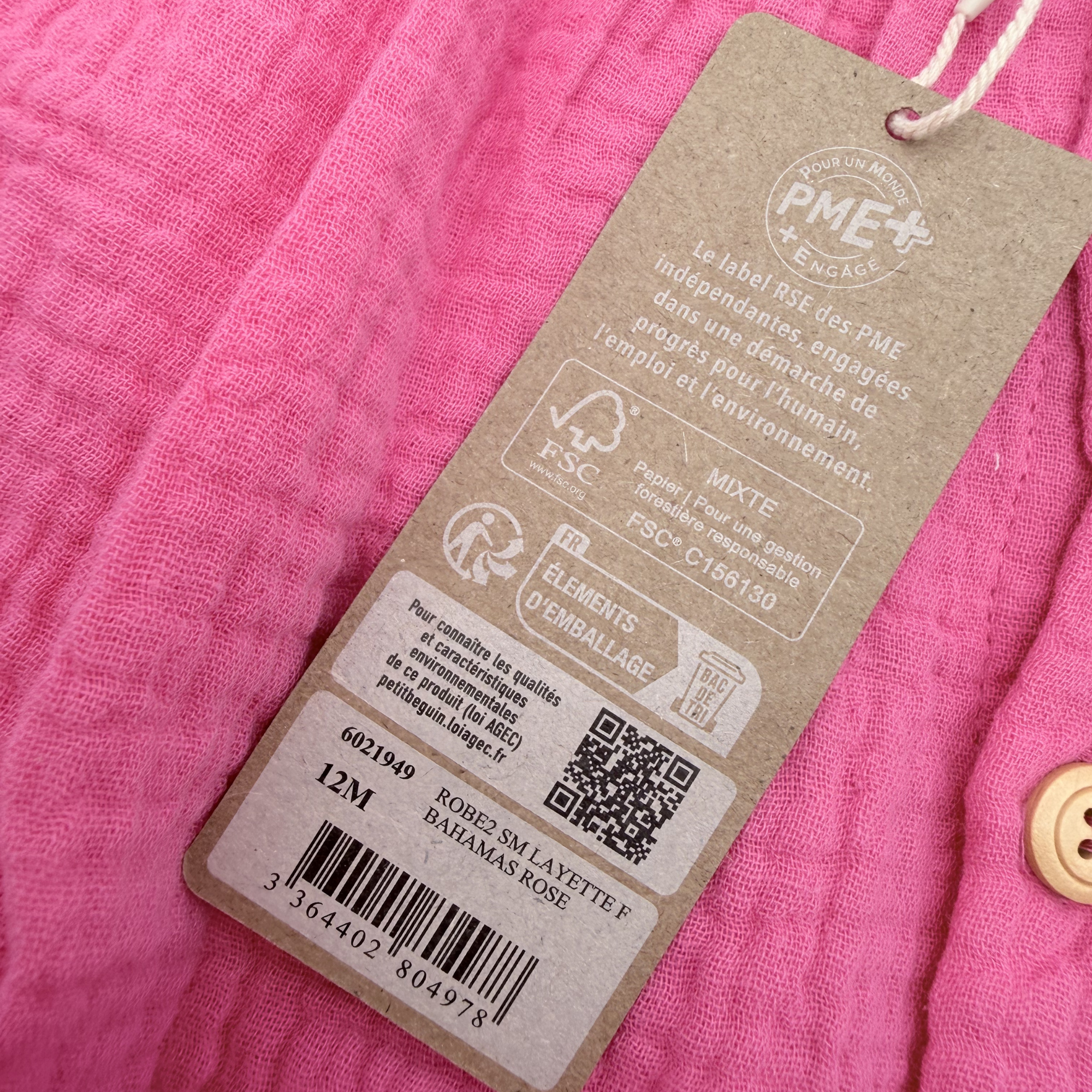 Robe en gaze de coton brodée coquillages — 12 mois
