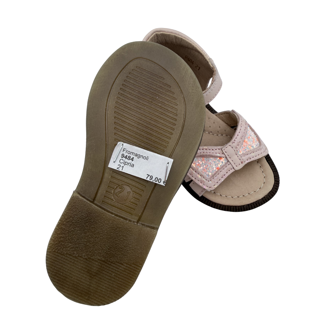 Sandales ouvertes rose poudré à nœud pailleté — 21