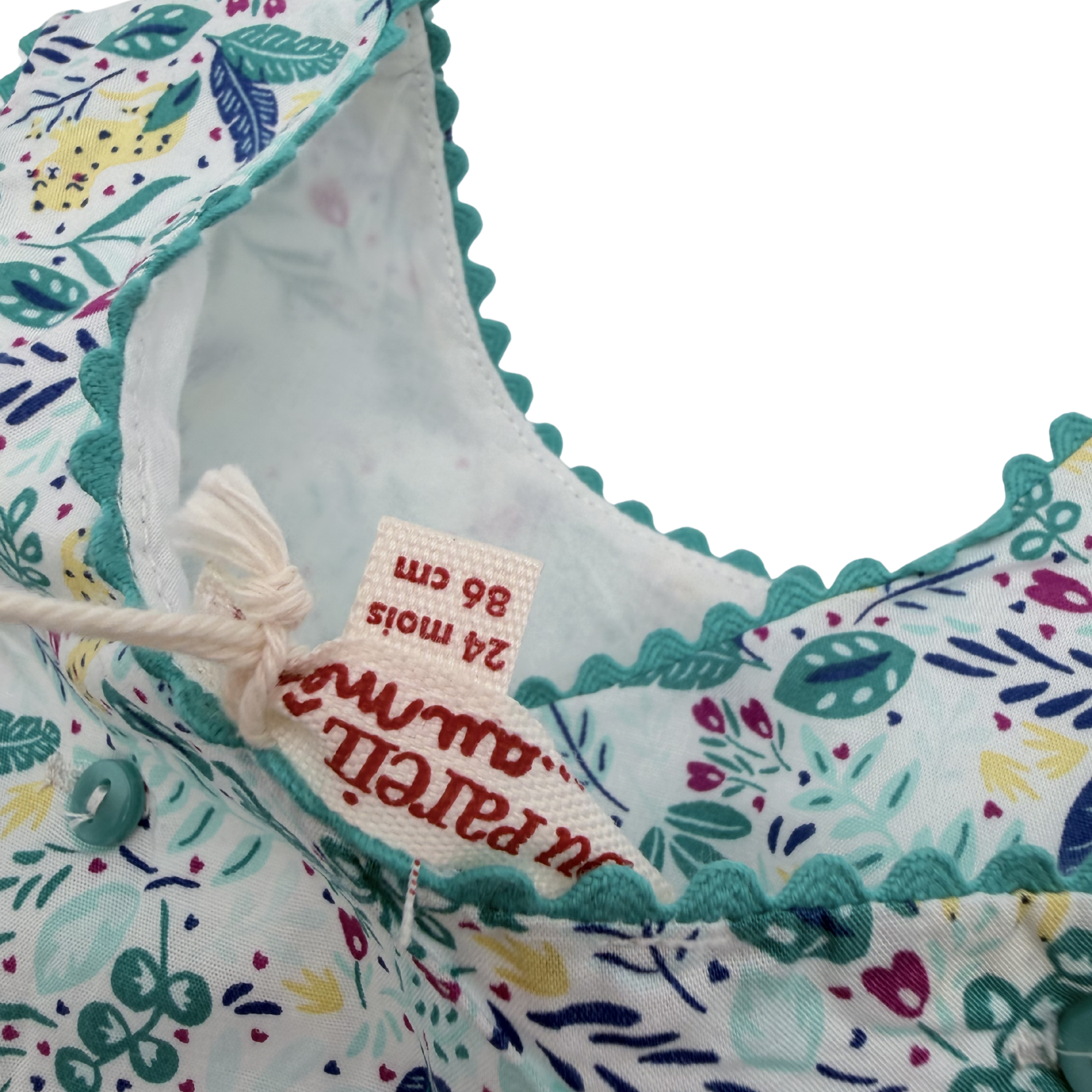 Robe fleurie verte et bleue — 24 mois