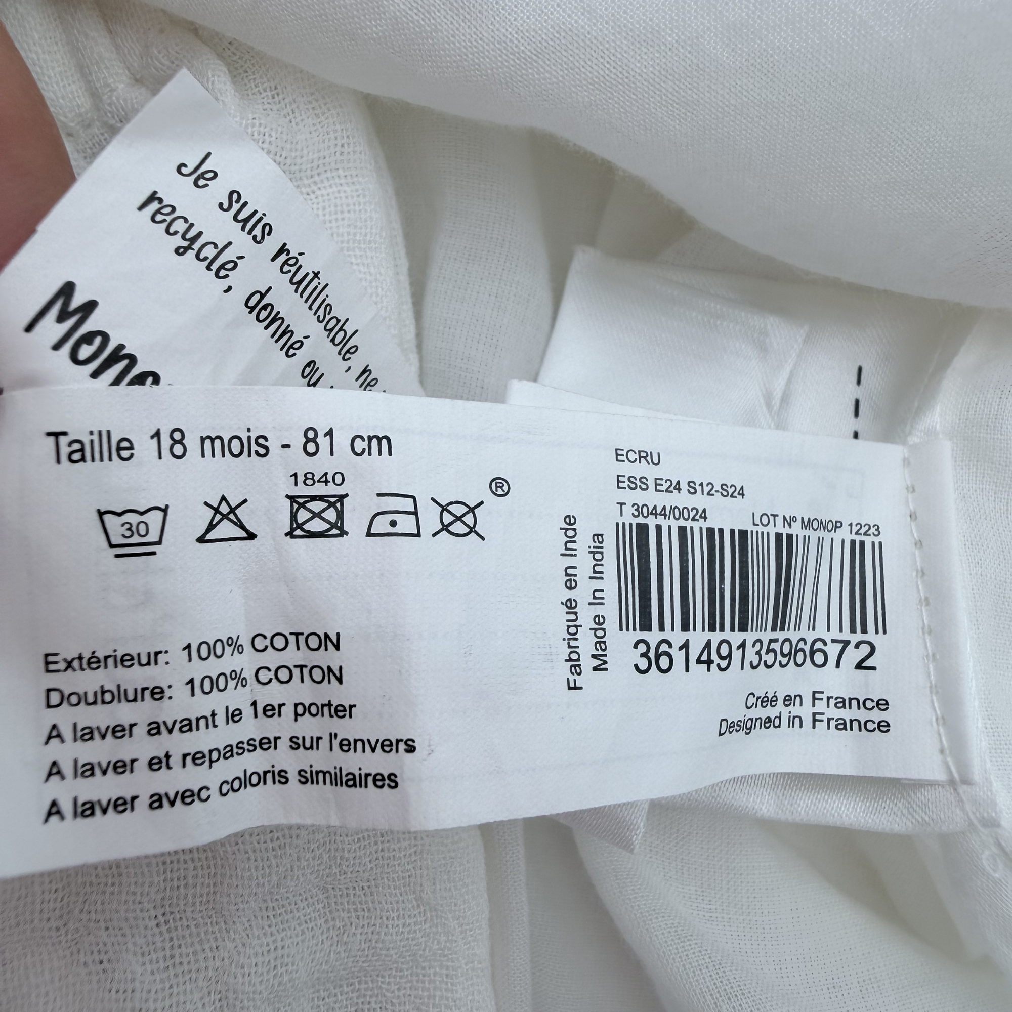Robe gaze de coton fruits brodés — 18 mois