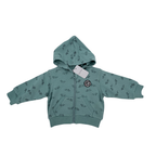 Sweat zippé à capuche vert d’eau imprimé — 6 mois