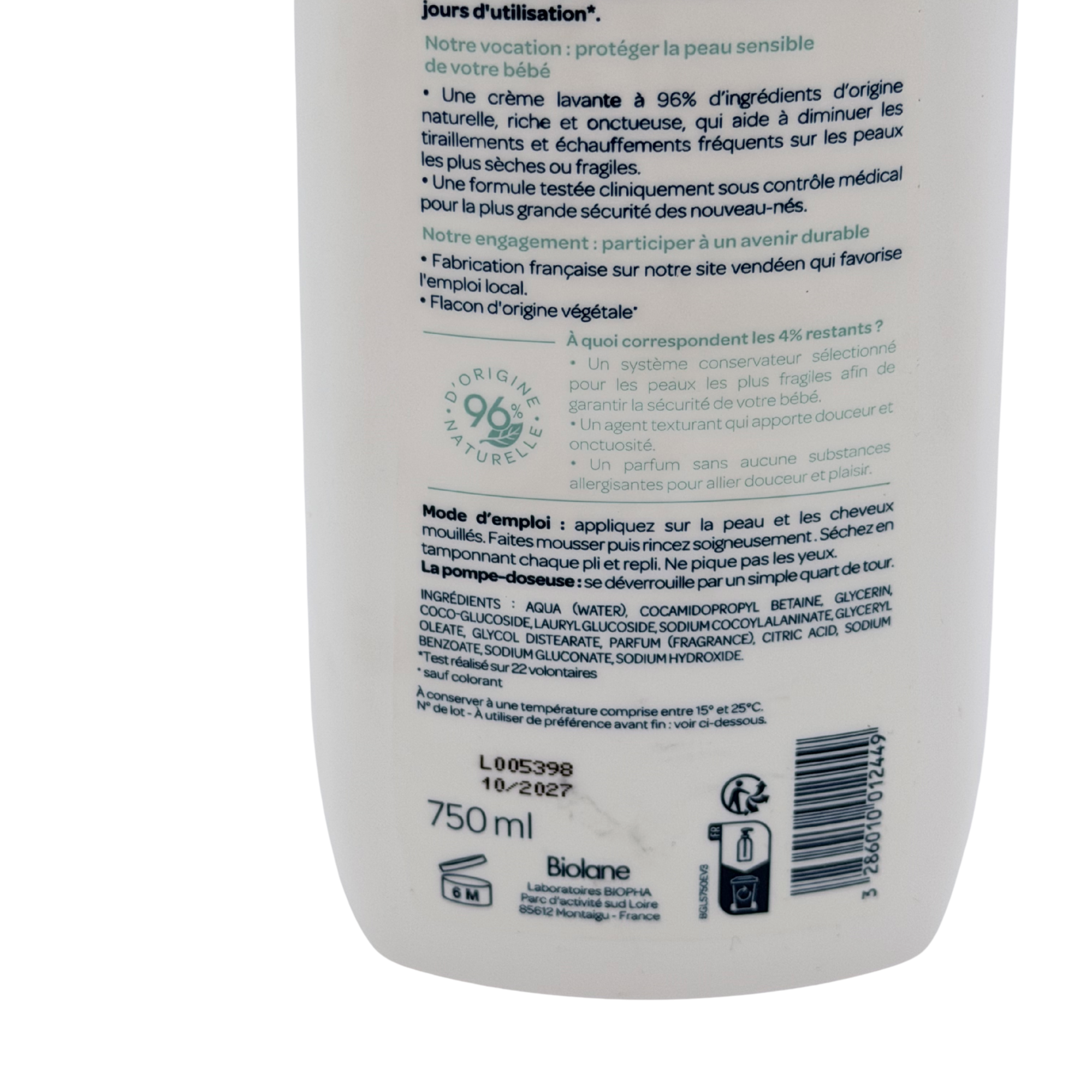 Crème lavante nourrissante — 750 ml