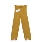 Legging moutarde en maille côtelée avec pompons - 8 ans