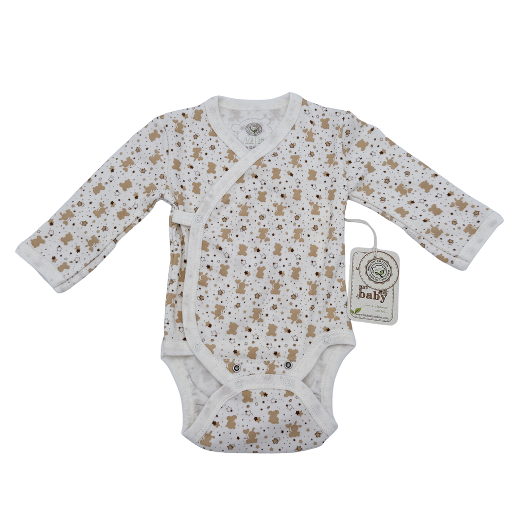 Body cache-cœur bébé bio imprimé oursons et étoiles — 1-3 mois
