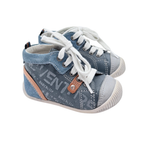 Baskets montantes bleu jean et gris à lacets - 18