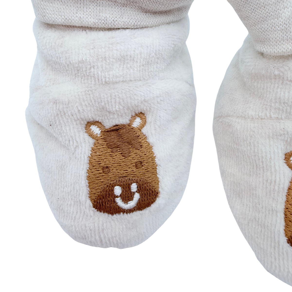 Chaussons bébé beige motif ours - naissance