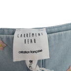 Combishort denim brodé fleurs — 9 mois