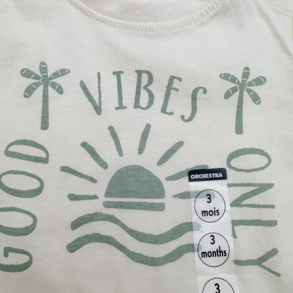 T-shirt blanc « Good Vibes Only » — 3 mois