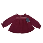 Blouse bordeaux broderie smockée — 24 mois