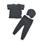 Ensemble maille côtelée anthracite bébé avec bonnet — 6 mois