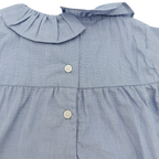 Blouse bleu clair à col volanté — 6 mois