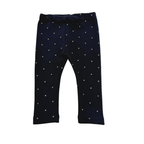 Legging bleu marine à petits cœurs dorés - 6 mois