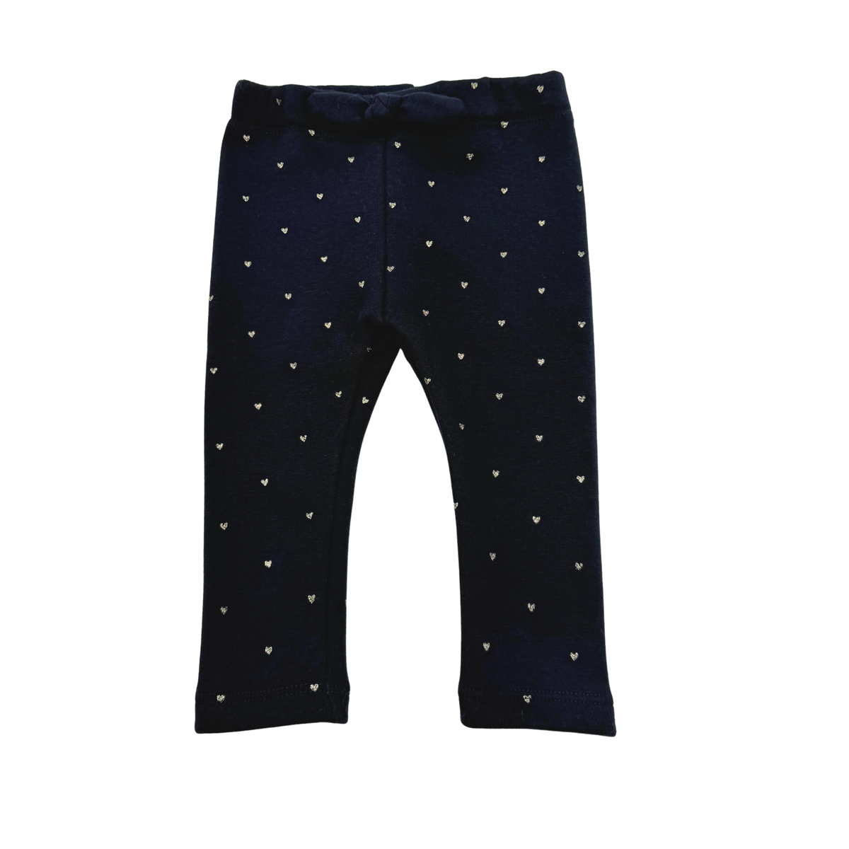 Legging bleu marine à petits cœurs dorés - 6 mois