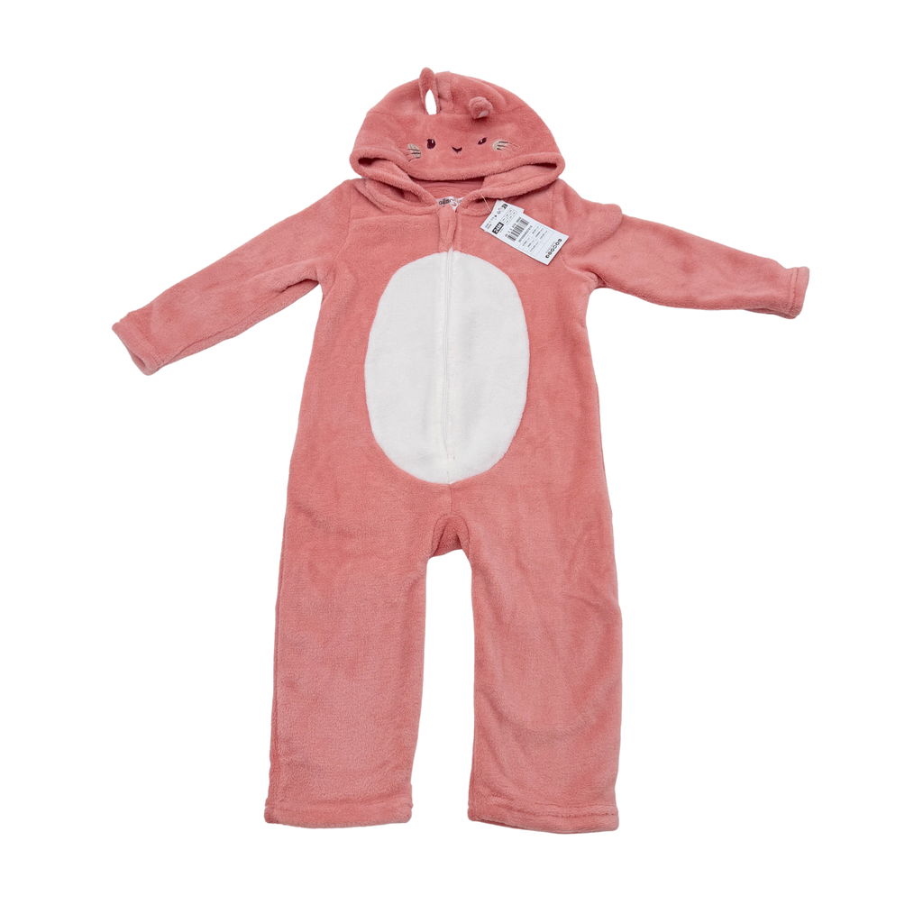 Combinaison corail en polaire motif animal - 24 mois