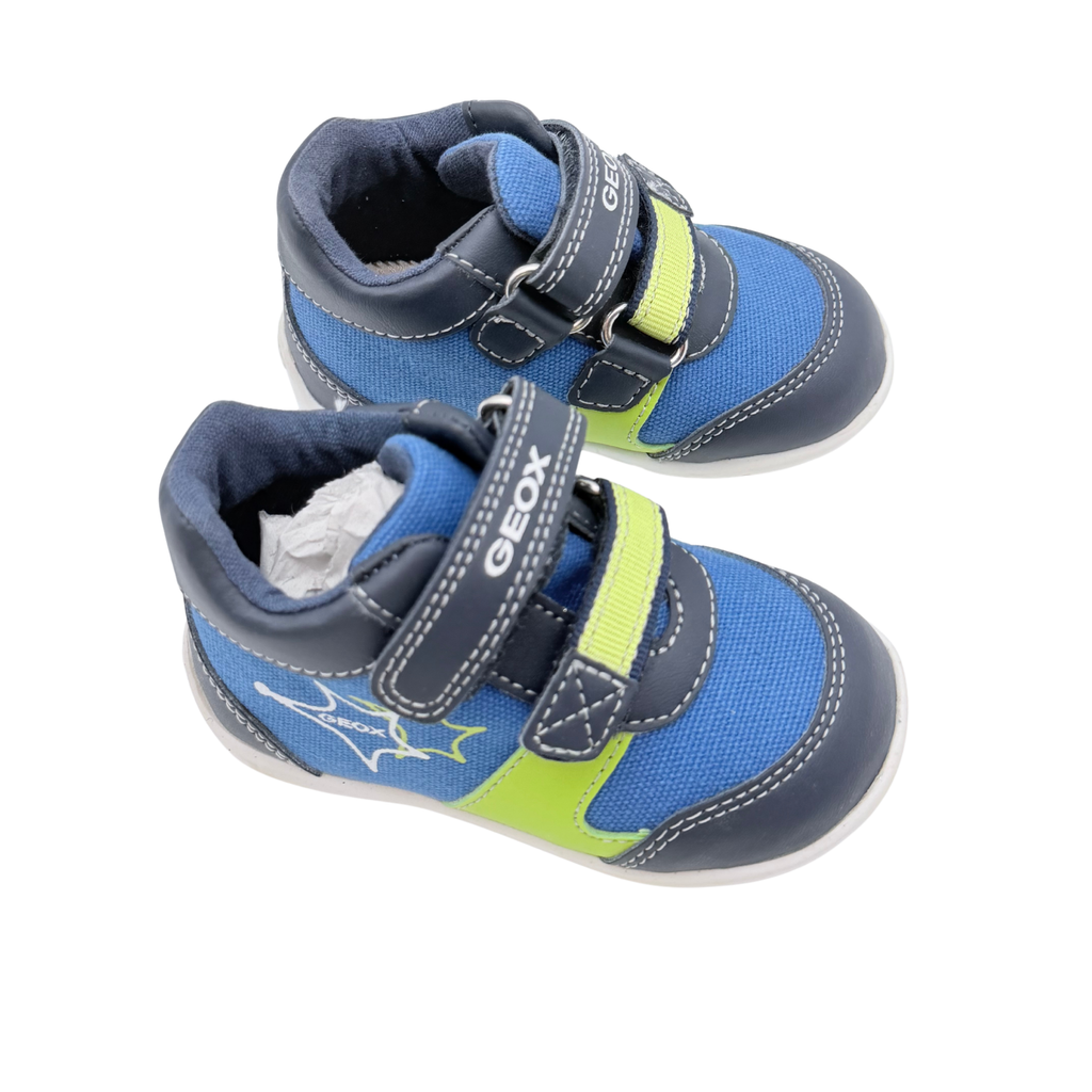 Baskets montantes enfant bleues et vertes à scratchs – 20