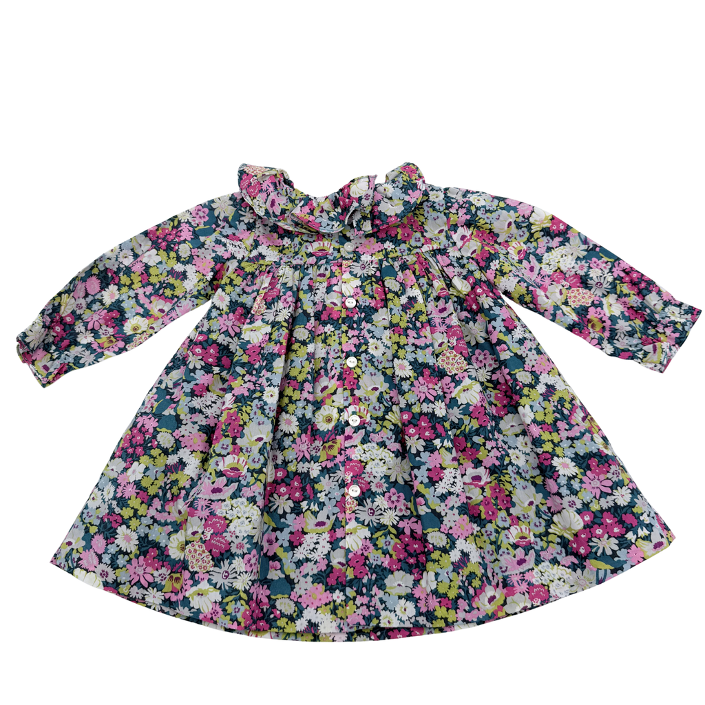 Robe fleurie multicolore à col volanté — 6 mois