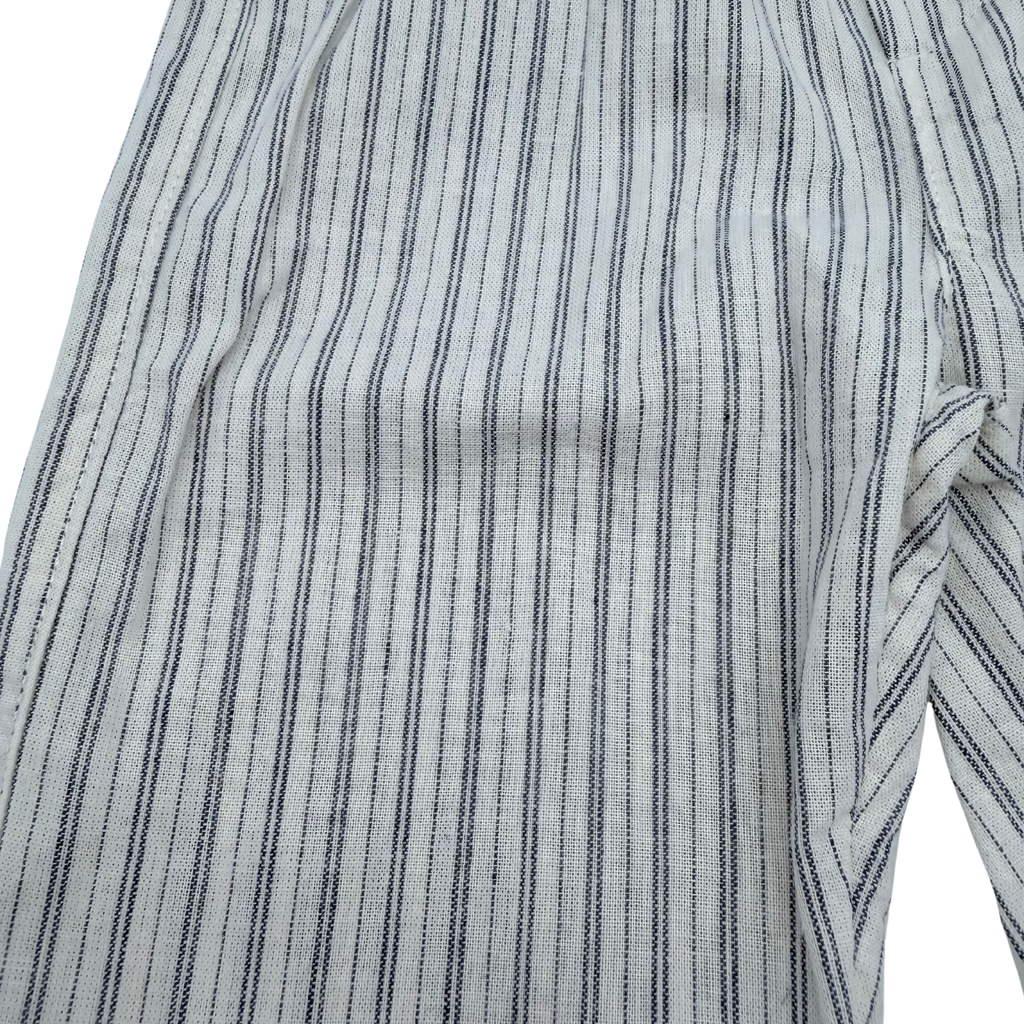 Pantalon enfant rayé en mélange de lin écru et bleu - 18-24 mois