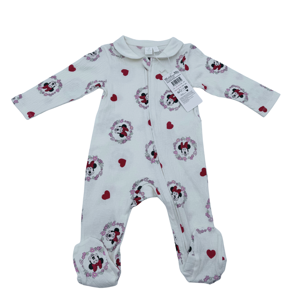 Pyjama bébé Minnie blanc à motifs cœurs - 9 mois