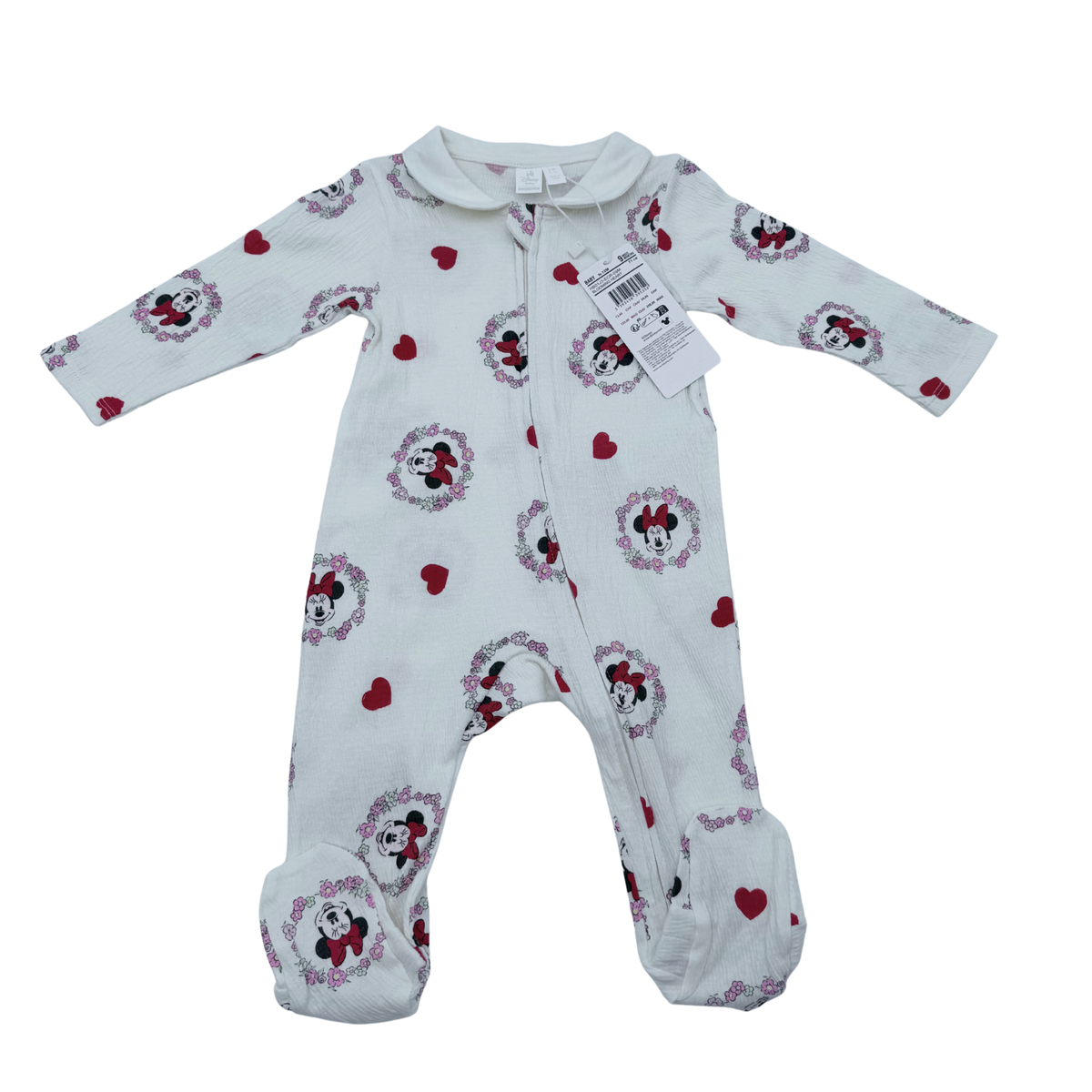Pyjama bébé Minnie blanc à motifs cœurs - 9 mois